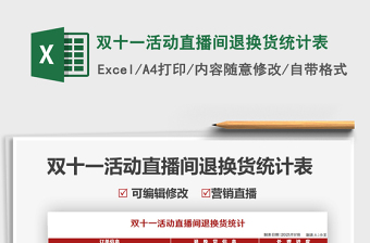 2021雙十一活動直播間退換貨統(tǒng)計表免費下載