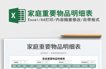 2021家庭重要物品明細(xì)表免費(fèi)下載