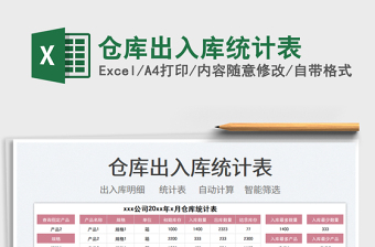 2021倉庫出入庫統(tǒng)計表免費下載