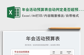 2021年會活動預(yù)算表自動判定是否超預(yù)算免費下載