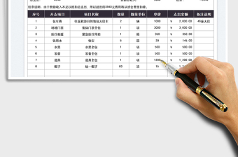 2021学生秋游开支明细表免费下载