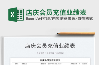 2021店慶會員充值業(yè)績表免費下載