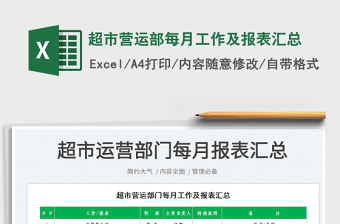 2022超市營運部每月工作及報表匯總免費下載