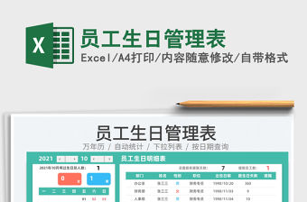 2021員工生日管理表免費下載