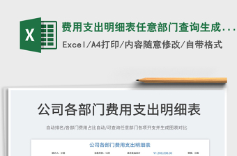 2021費用支出明細(xì)表任意部門查詢生成餅圖免費下載