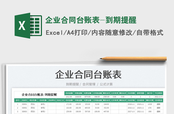 2022企業(yè)合同臺賬表-到期提醒免費下載