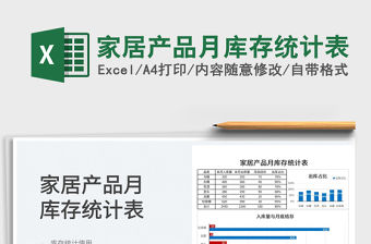 2022家居產(chǎn)品月庫存統(tǒng)計表免費下載