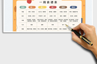 2022幼兒園早教一周食譜表免費(fèi)下載