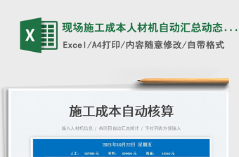2022現(xiàn)場施工成本人材機(jī)自動匯總動態(tài)報表免費(fèi)下載