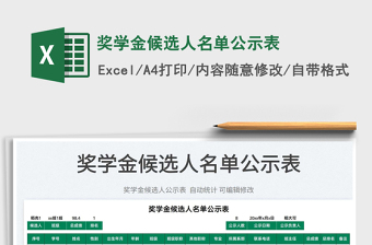 2022獎學金候選人名單公示表免費下載