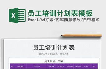 2022員工培訓計劃表模板免費下載