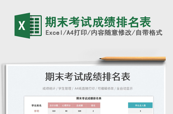 2022期末考試成績排名表免費下載