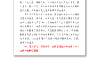 在市紀委常委會會議專題學習貫徹黨的十九屆六中全會精神的講話
