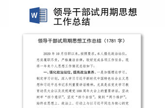 領導干部試用期思想工作總結
