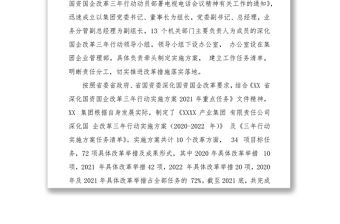 深化國企改革三年行動工作自評報告