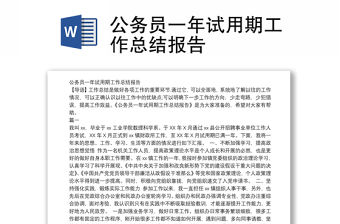 公務員一年試用期工作總結報告