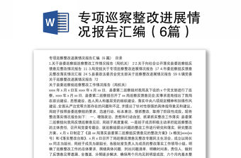 專項巡察整改進展情況報告匯編（6篇）