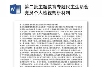 第二批主題教育專題民主生活會(huì)黨員個(gè)人檢視剖析材料
