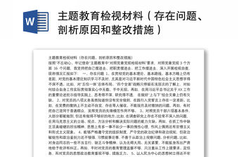 主題教育檢視材料（存在問題、剖析原因和整改措施）