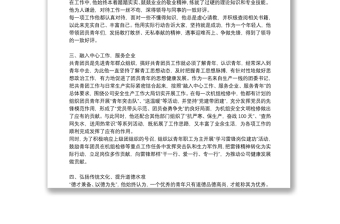 優(yōu)秀共青團干部先進事跡材料