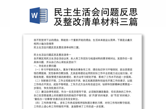 民主生活會(huì)問(wèn)題反思及整改清單材料三篇
