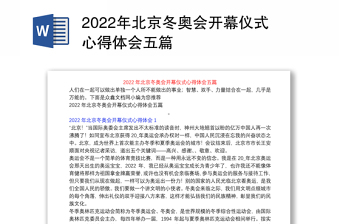 2022年北京冬奥会总结报告