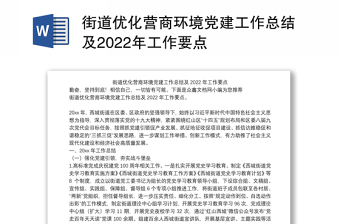 2022党建促营商环境总结