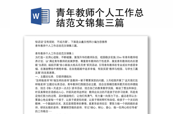 青年教師個人工作總結(jié)范文錦集三篇