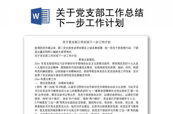 關于黨支部工作總結下一步工作計劃