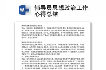 輔導員思想政治工作心得總結