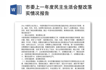 市委上一年度民主生活會整改落實情況報告
