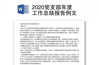 2020黨支部年度工作總結報告例文