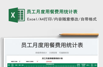 2022員工月度用餐費用統計表免費下載