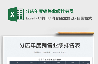 2022分店年度銷售業(yè)績排名表免費下載
