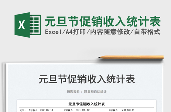 2022元旦節(jié)促銷收入統(tǒng)計(jì)表免費(fèi)下載