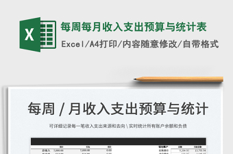 2022每周每月收入支出預算與統(tǒng)計表免費下載