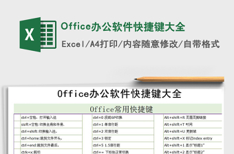 2022Office辦公軟件快捷鍵大全免費下載