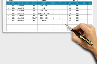 2022酒店订席登记表免费下载