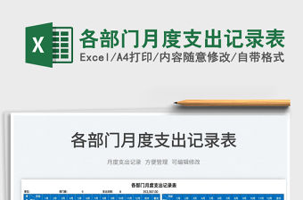2022各部門月度支出記錄表免費(fèi)下載