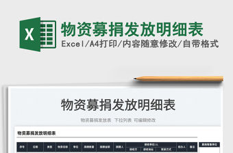 2022物資募捐發(fā)放明細表免費下載