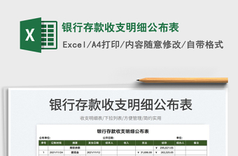 2022銀行存款收支明細公布表免費下載