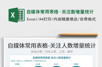 2022自媒體常用表格-關(guān)注數(shù)增量統(tǒng)計免費下載