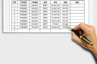 2022產品價格表免費下載