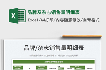 2022品牌及雜志銷售量明細(xì)表免費下載