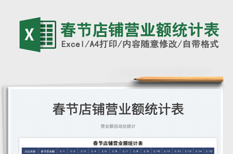 2022春節(jié)店鋪營業(yè)額統(tǒng)計表免費下載