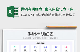 2022供銷存明細(xì)表-出入庫登記表（庫存預(yù)警）免費(fèi)下載