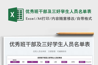 2022優秀班干部及三好學生人員名單表免費下載