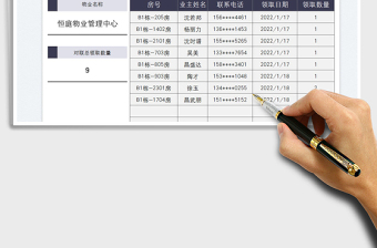 2022新年對聯(lián)領(lǐng)取物業(yè)登記表免費下載