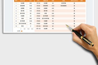 2022家庭开支明细表免费下载