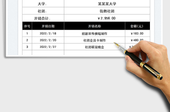2022大學(xué)社團(tuán)日常開銷表免費(fèi)下載